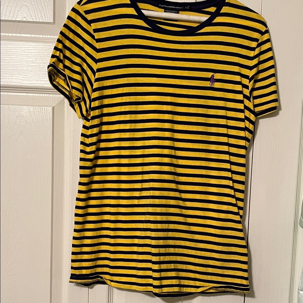 Ralph Lauren navy & and Yellow Striped Tee